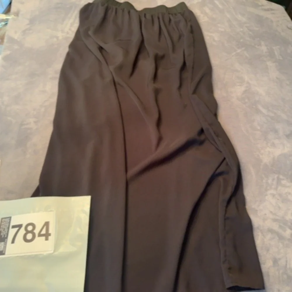 Shein Curve Maxi Skirt Women 2XL Black High Slit Flowy Casual Elastic Waist